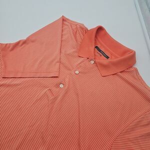 Greg Norman Orange and White Stripe Golf‎ Polo Size L
